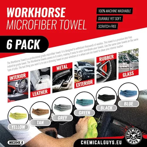 Chemical Guys Workhorse Premium Microfiber Towel Six Pack