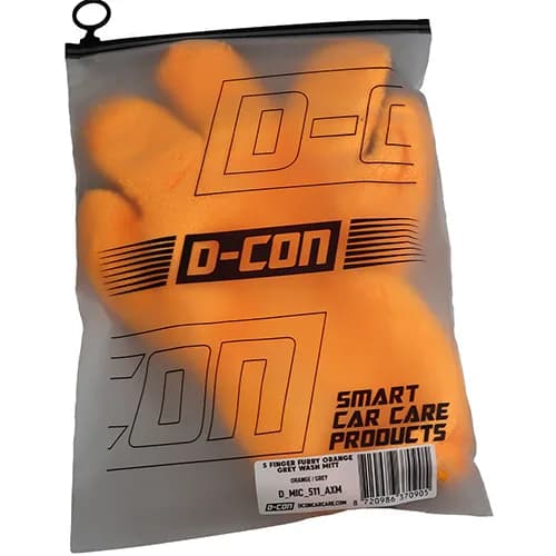 D-CON 5-Finger Furry Washandschoen Oranje/Grijs, afbeelding 3